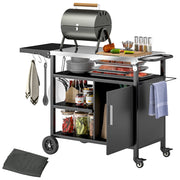 Carrello da barbecue con ripiano in acciaio inox pieghevole ¨C zephmum ¨C nero
