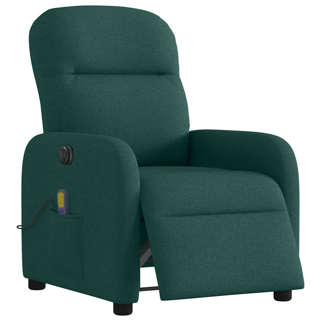 Divano Sedia-Poltrona Massaggiante Reclinabile Elettrica Verde Scuro Tessuto 240858