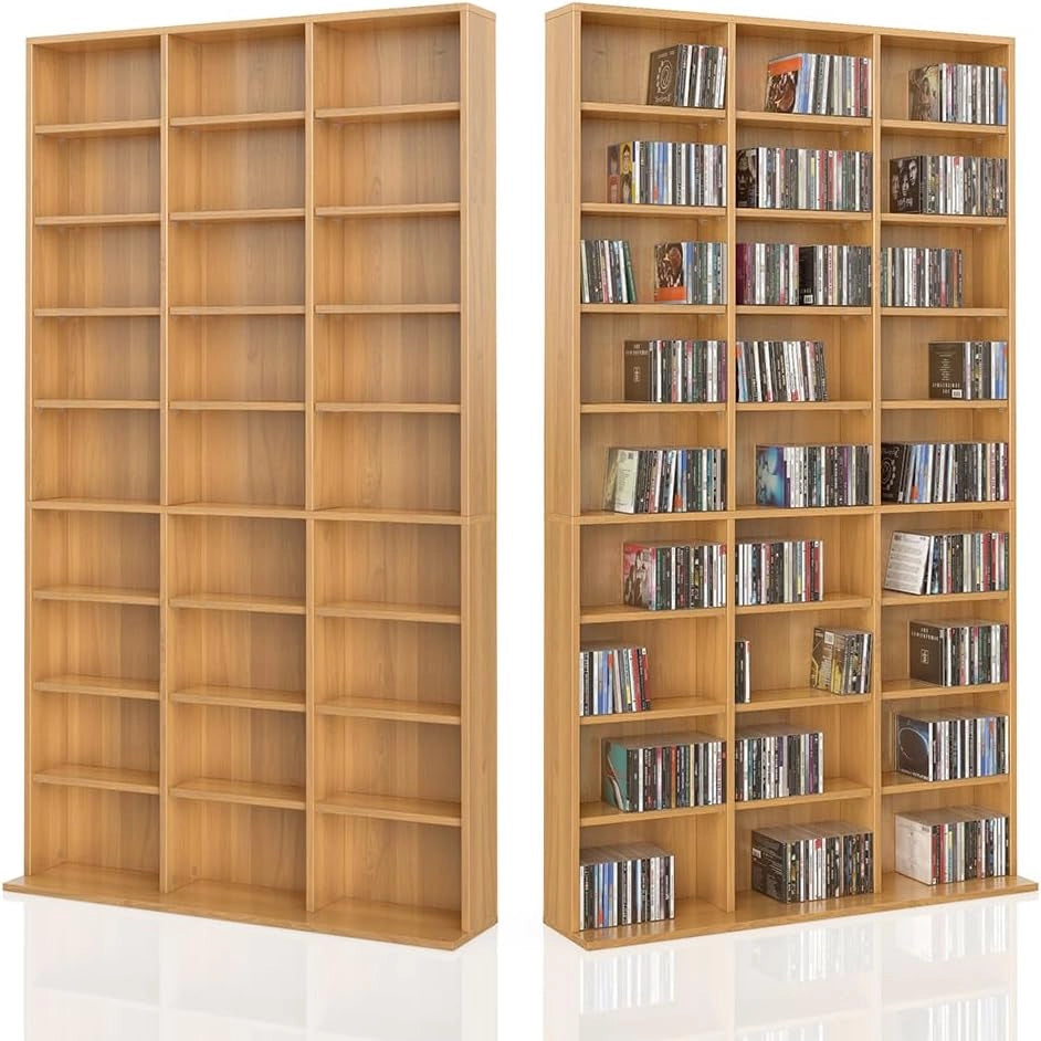 Scaffale porta cd Jukebox, Faggio, 102 x 178 cm