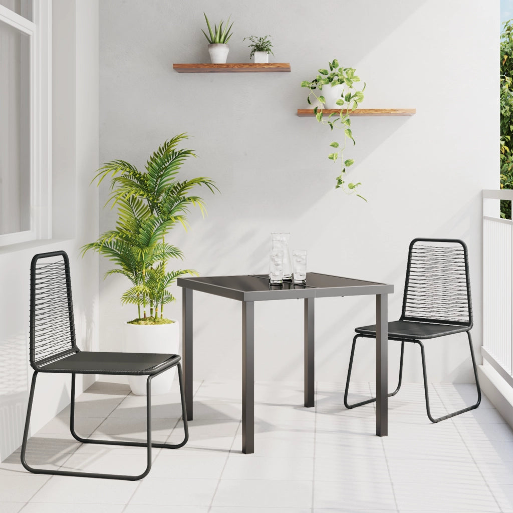 Set da Pranzo da Giardino 3 Pezzi in Rattan Poli Nera