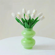 Vaso in vetro verde a forma di latte per pampas in vaso di fiori moderno per decorazione di casa stile boho vasi di vetro per matrimoni vasi a doppia bolla per decorazione, vasi geometrici per casa/ufficio/festa