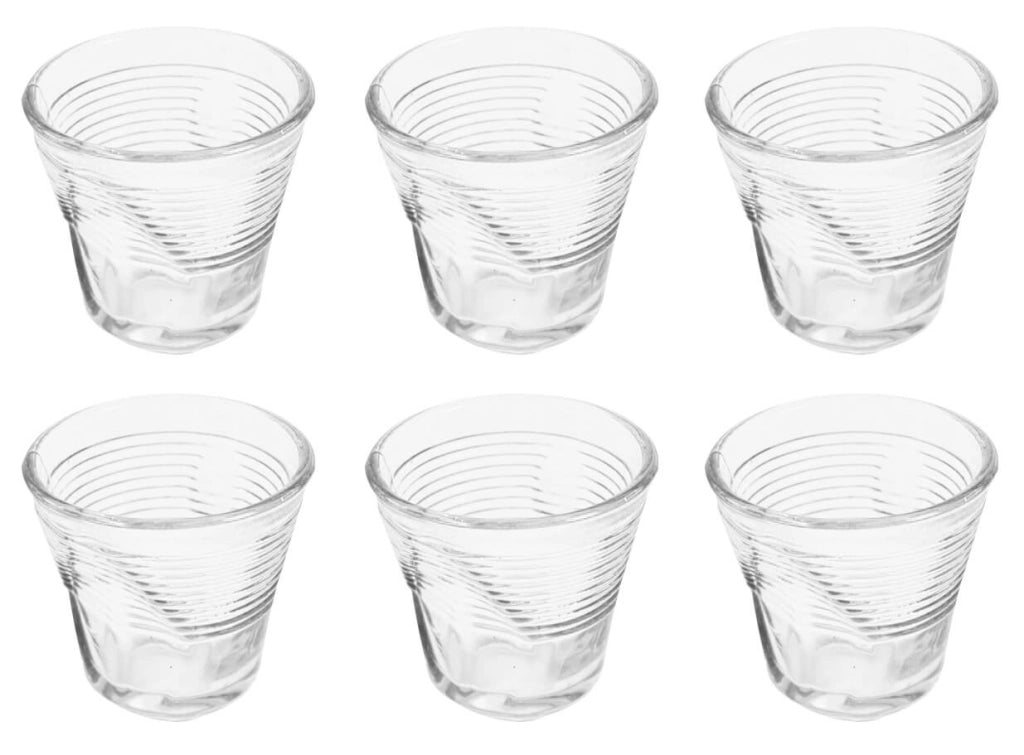 Set 6 Tazzine da Caffè Accartocciati Ø6,5 cm in Vetro Pressato Kaleidos Trasparenti