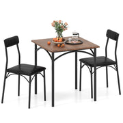 Tavolo da cucina quadrato & 2 sedie con sedili imbottiti, Tavolo da pranzo con 2 sedie per cucina-Tavoli e sedie da pranzo