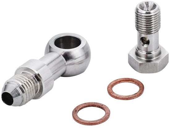 Kit di alimentazione turbo in acciaio inox con connessi M10x1.25mm/4AN - Zilver - Sostanza abrasiva - Duraturo - Lunga durata - Connettore per olio