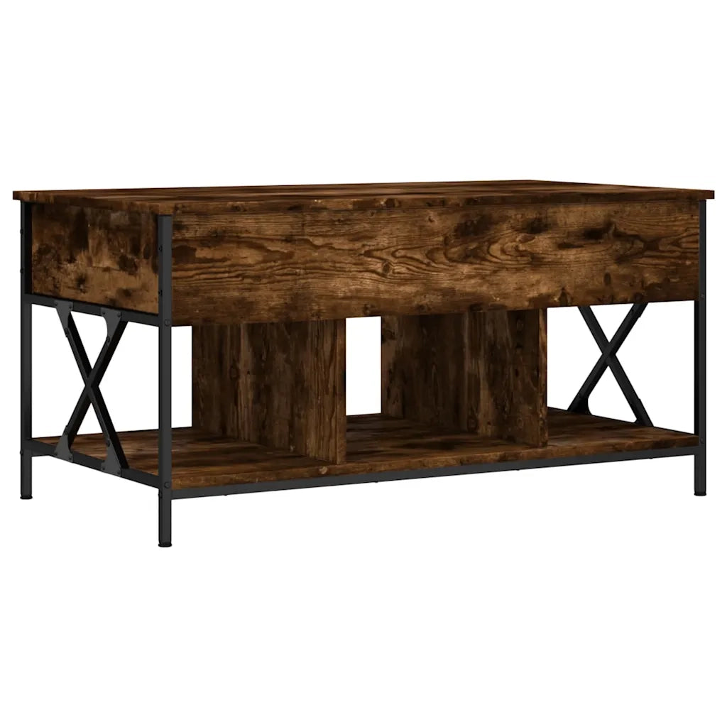 Tavolino Salotto-Tavolino da soggiorno-Tavolo Rovere Fumo 100x55x50 cm Multistrato e Metallo