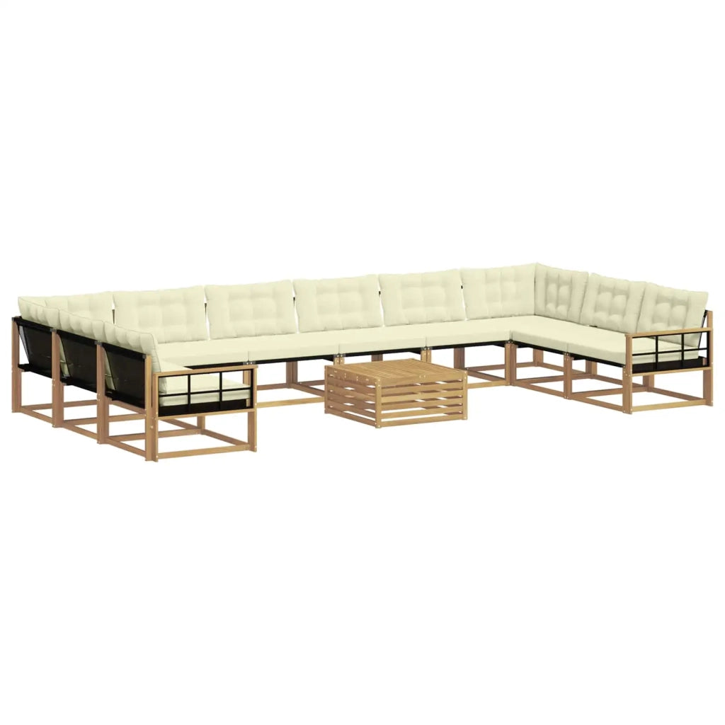 Set di divani da esterno con cuscino 11 pcs Bianco e Crema