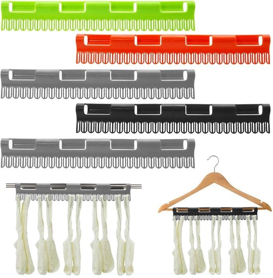 Set di 5 hanger per calze, attrezzatura per la lavanderia, appoggio per calze in plastica, contenitore impermeabile per piccoli oggetti, appoggio impermeabile, ideale per piccoli capi di abbigliamento, calze, guanti e intimo