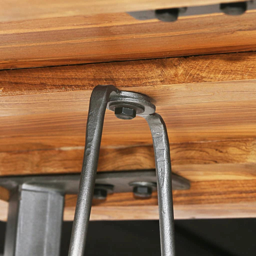 Tavolo alto stile bar/bistrot in teak massello riciclato quadrato marrone 107 cm 0902121