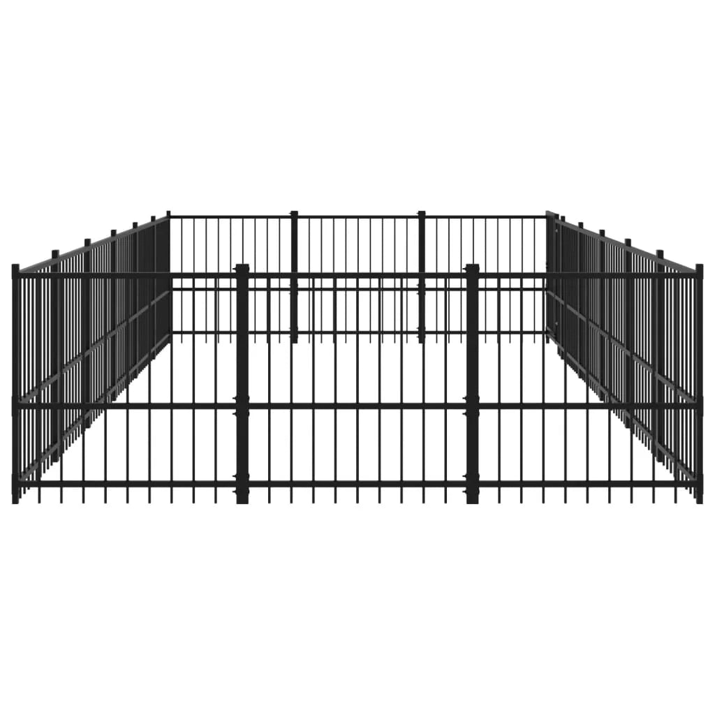 Gabbia per cuccia recinto per animali da esterno per cani in acciaio 16,94 m² nero 02_0041804