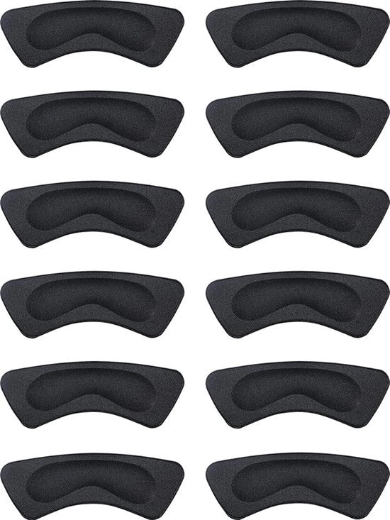 6 paia di cuscinetti per dita per donne, con adesivi per dita self-adesivi per protezione dell'articolazione del tallone, adatti per scarpe senza tacco, nero.