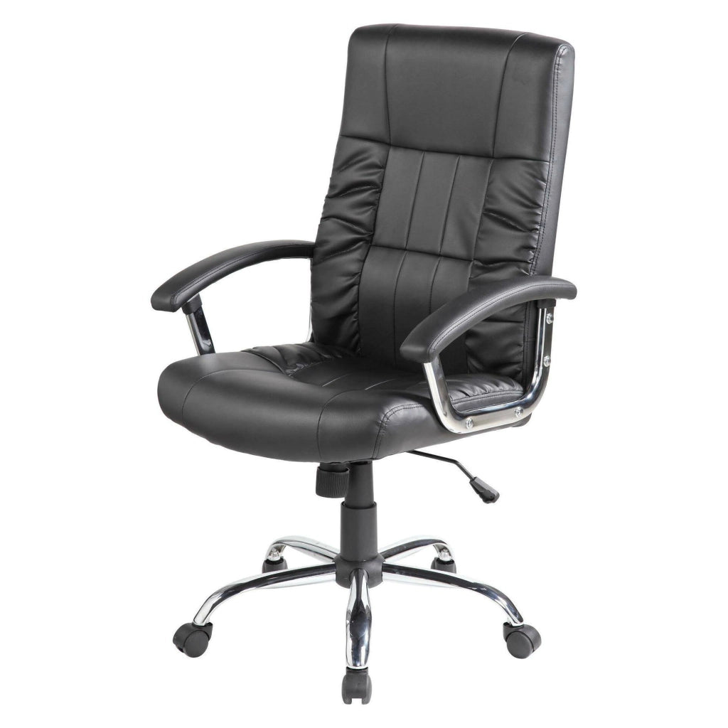 Sedia da ufficio Alberica, Poltrona direzionale con braccioli, Sedia ergonomica da ufficio, 69x64h106/116 cm, Nero