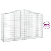 Cestini gabbioni recinzione a gabbia muro di contenimento ad arco 20 pezzi 200 x 50 x 120/140 cm ferro zincato argento 02_0040602