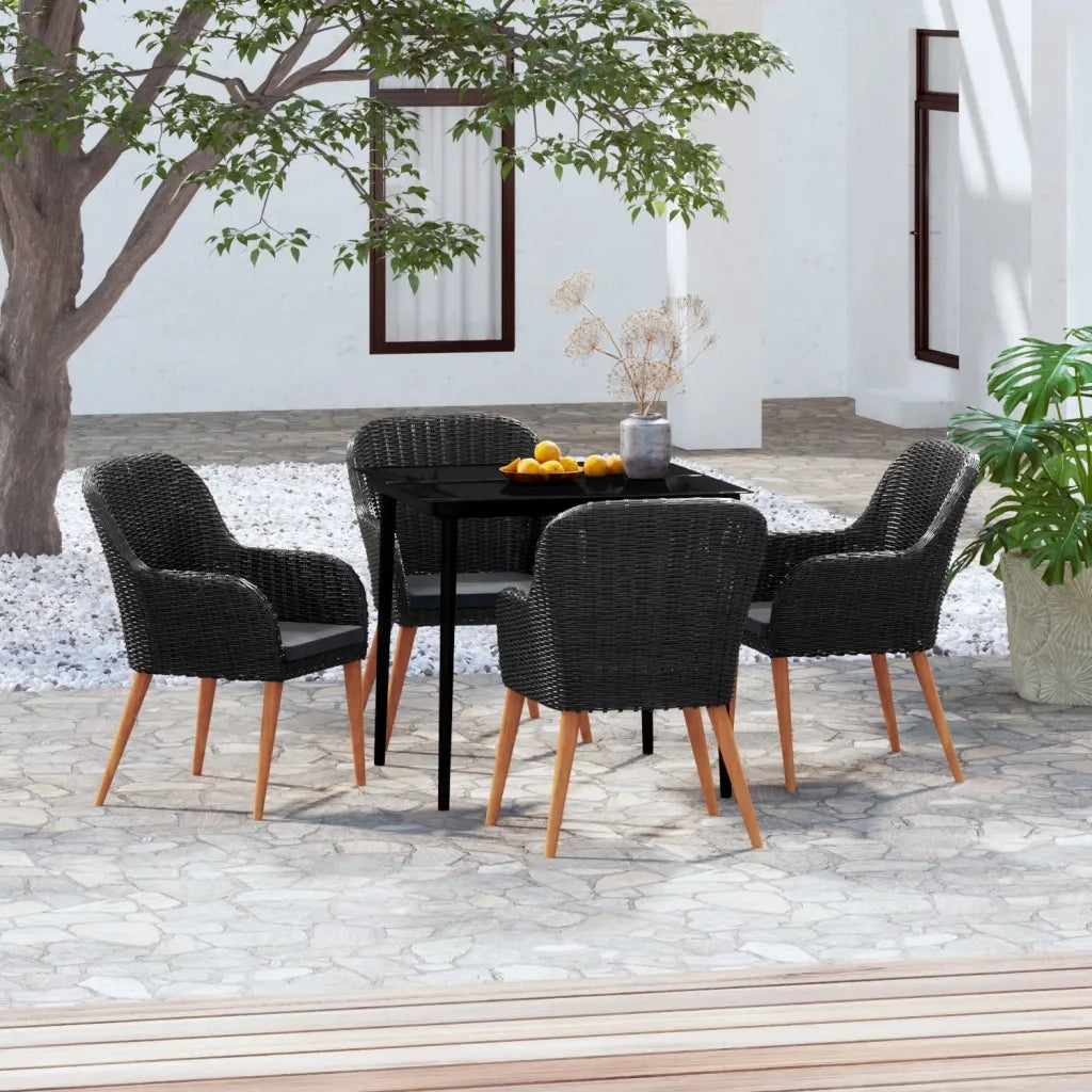 Set da Pranzo per Giardino 5 pz con Cuscini Nero cod mxl 46960