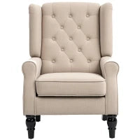 Poltrona per Salotto in Stile Francese con Seduta Imbottita e Cuscini, in Poliestere, 74x86x102 cm, Beige