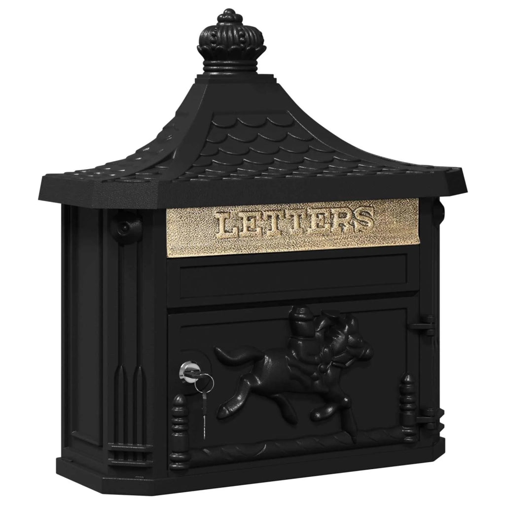 Cassetta Postale da Muro con porta Nero 40,5 x 16 x 45 cm 42023501