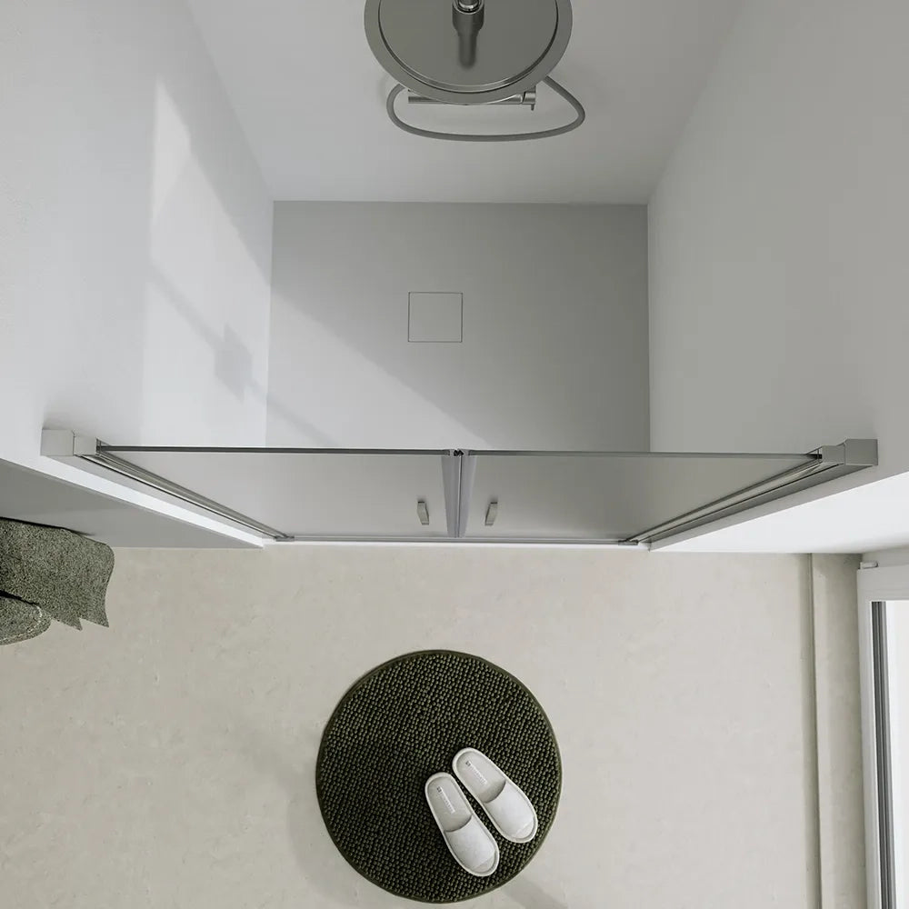 Porta doccia 100cm apertura saloon con profili cromati e vetro da 6mm opaco h195 | Elba