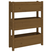 Fioriera | Cassetta per fiori | Vaso Marrone Ambra 77x25x104,5 cm in Legno Massello di Pino