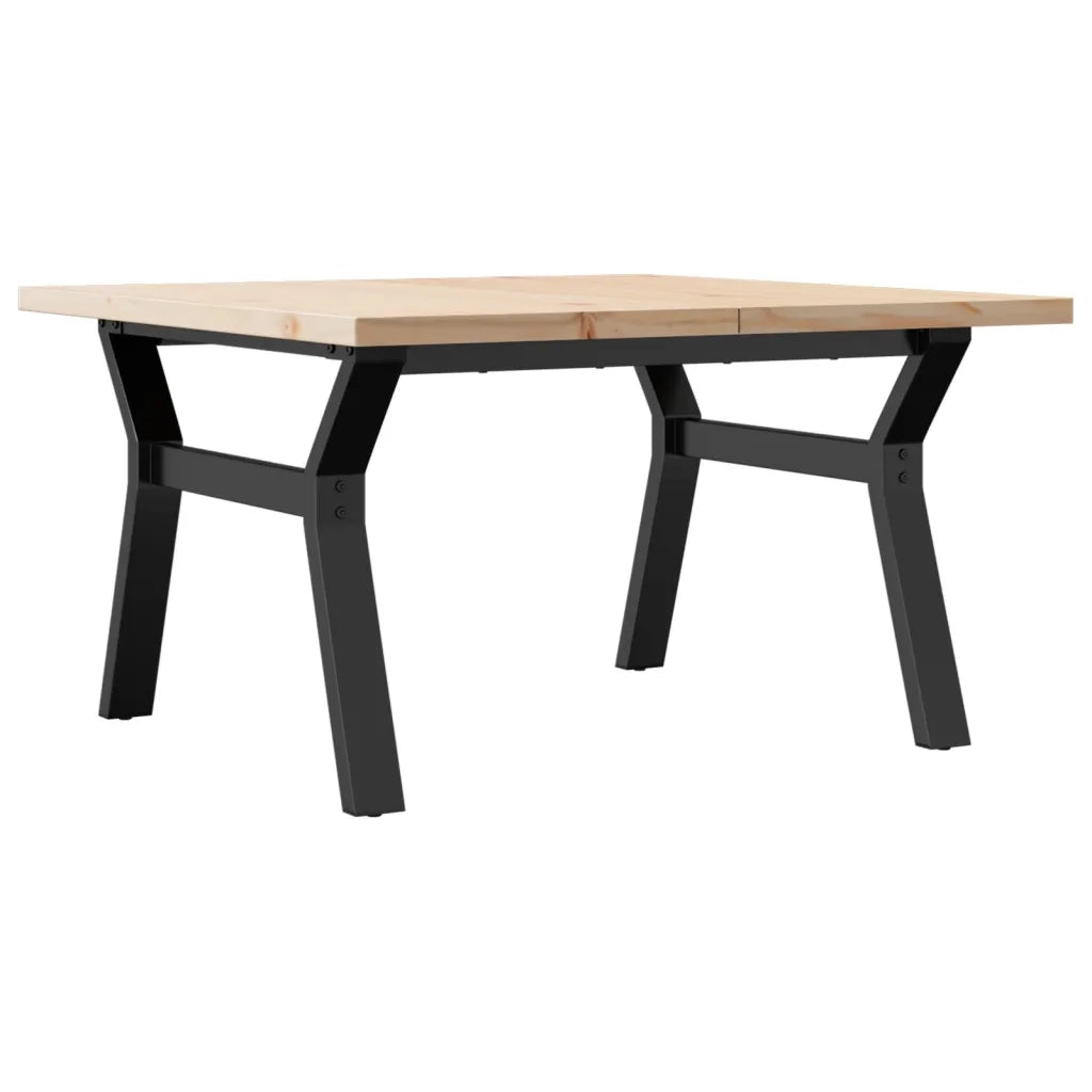 Tavolino Salotto Telaio a Y 80x80x45,5cm Legno Pino e Acciaio