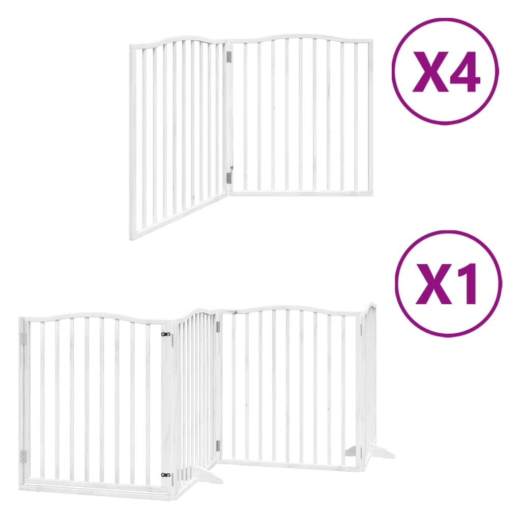 Cancelletto di sicurezza per animali domestici porta pieghevole 12 pannelli legno di pioppo bianco 02_0023171