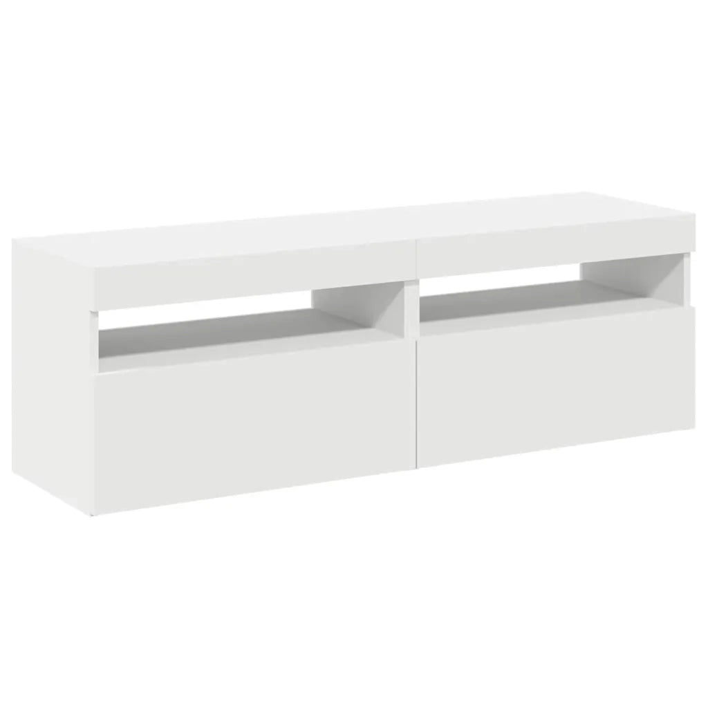 Mobili Porta TV con Luci LED 2 pz | Armadietto TV | Mobile Porta TV Bianchi 60x35x40 cm