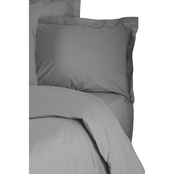 Completo letto - 1 copripiumino 220 x 240 cm + 2 federe 60 x 60 cm - 100% cotone rinforzato - Grigio