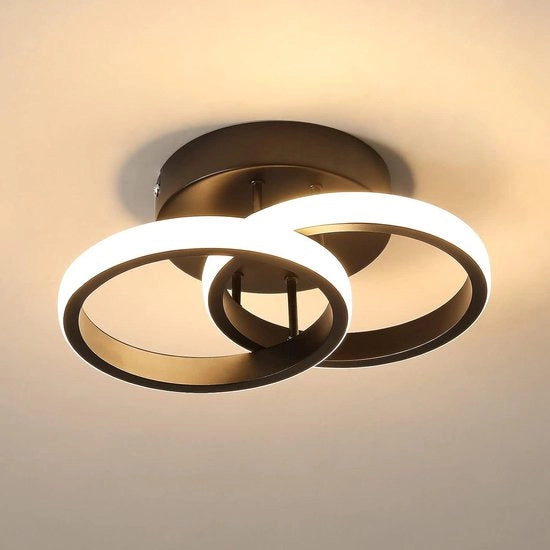 Lampada da soffitto per bagno - Lampada da soffitto LED 2 punti di luce design moderno a forma rotonda luce calda 3000K 22W copertura in silicone bagno soggiorno camera da letto cucina luce calda 2 anelli LED