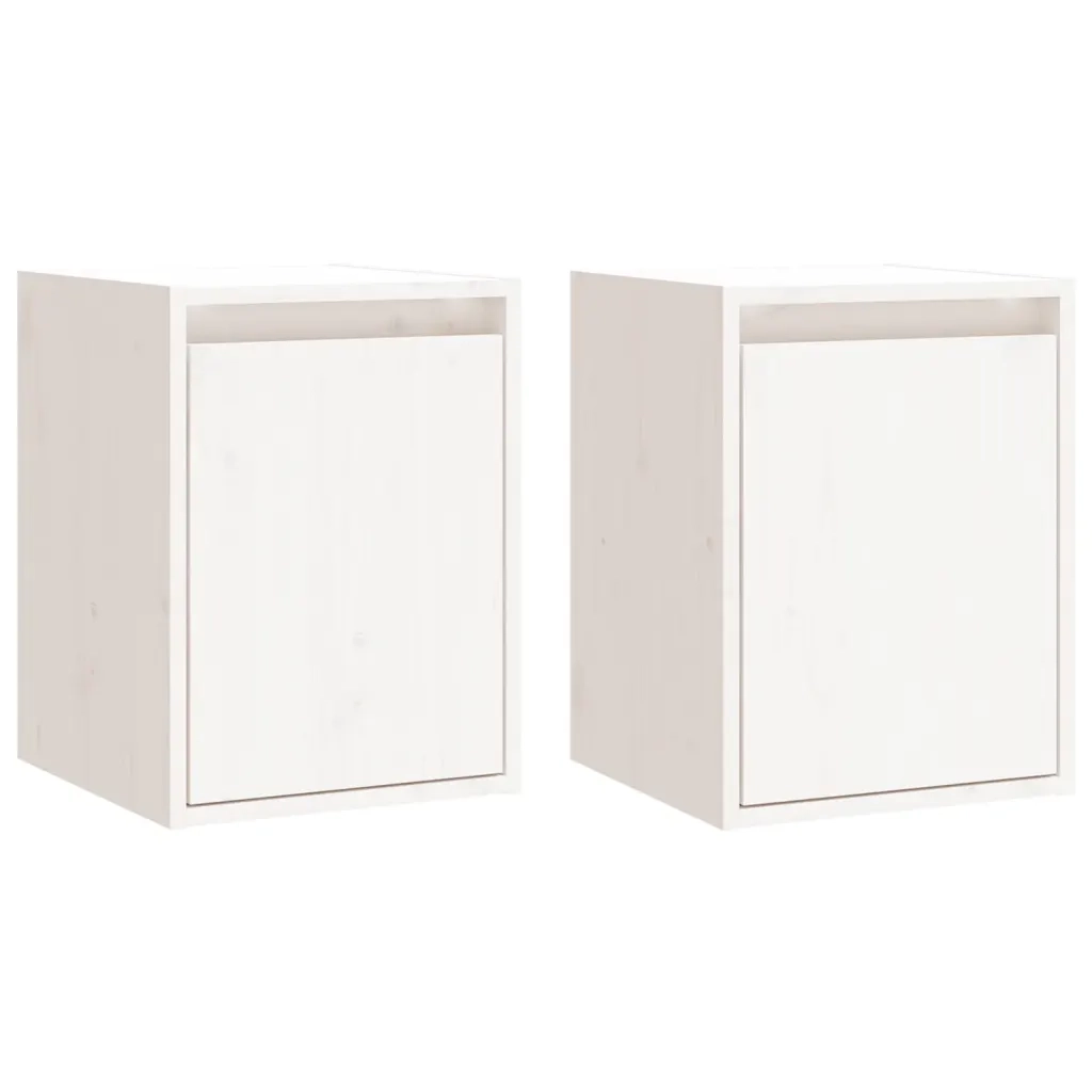 Set di 2 pensili da parete in legno massello di pino 30 x 30 x 40 cm pratici e decorativi legno bianco 02_0048082