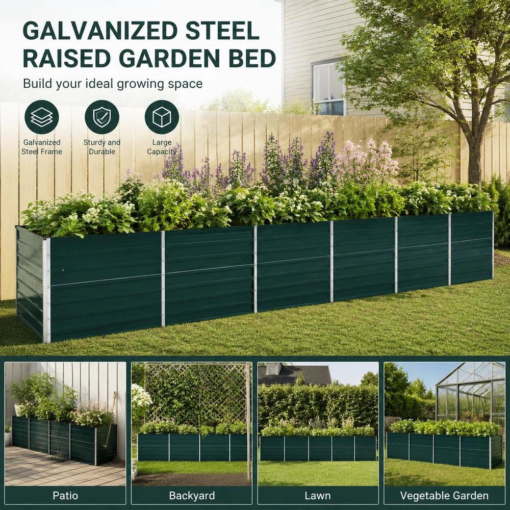 Garden Raised Bed Galvanized Steel 480x80x77 Cm Green