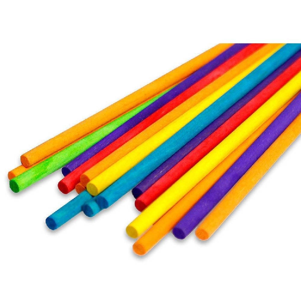 Trade Shop - 120 Stecche Colorate Bastoncini In Legno Naturale Lavoretti Bricolage 5 X 150 Mm -