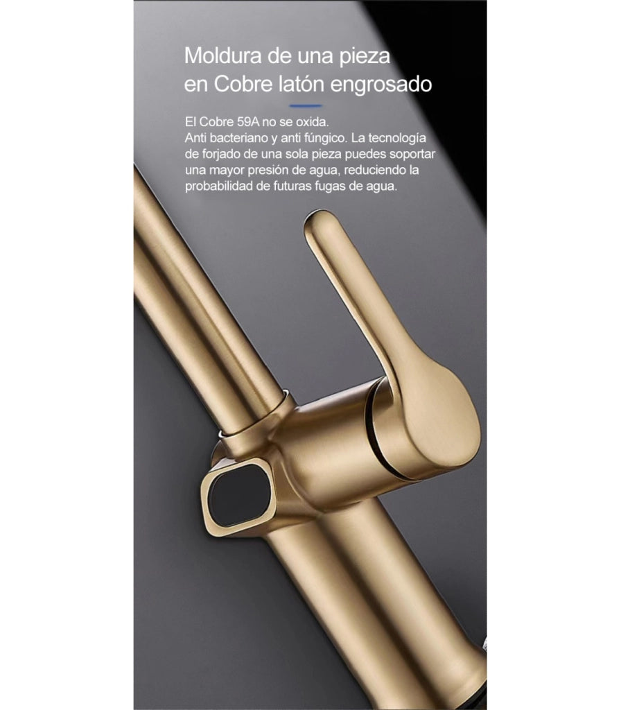 Rubinetto Cucina Display LED Temperatura LH-168 | Lega di Zinco | Estraibile | 3 Modi Acqua
