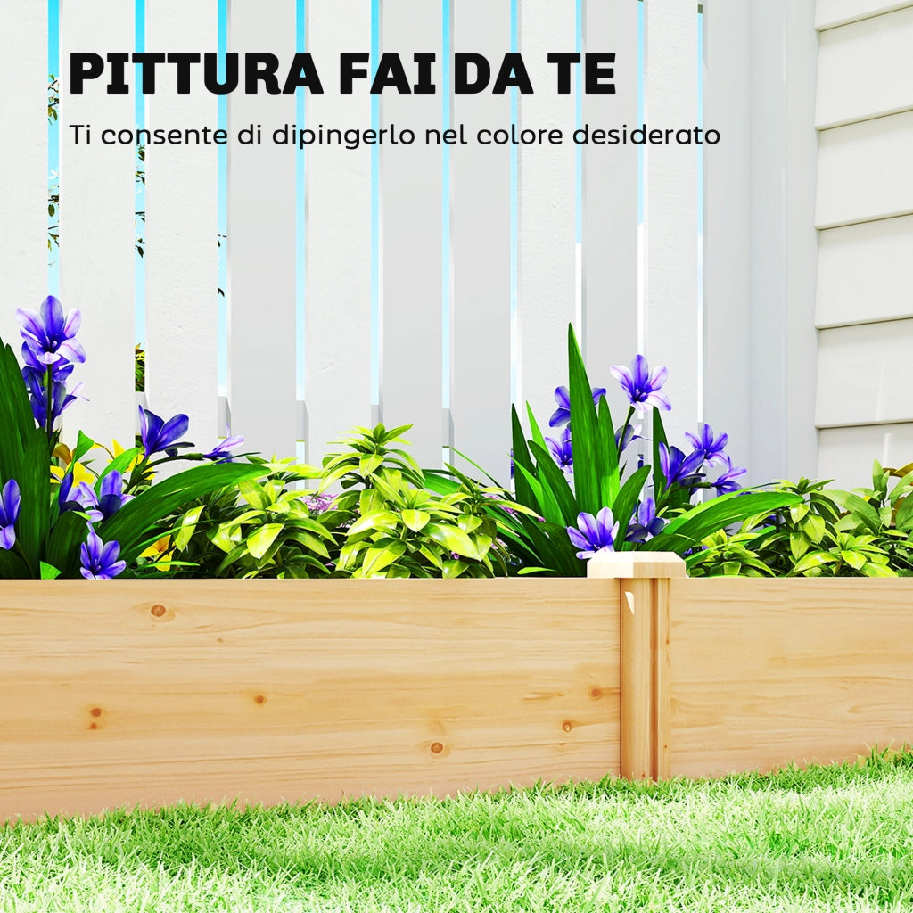 Orto in Cassetta 235x121x26 cm con Divisorio Centrale e Fondo Aperto in Legno di Abete