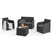 Set salotto da esterno Barrhead, Salottino outdoor, Set da balcone o giardino, Composizione soggiorno per esterni, 113x65 h74 cm, Antracite