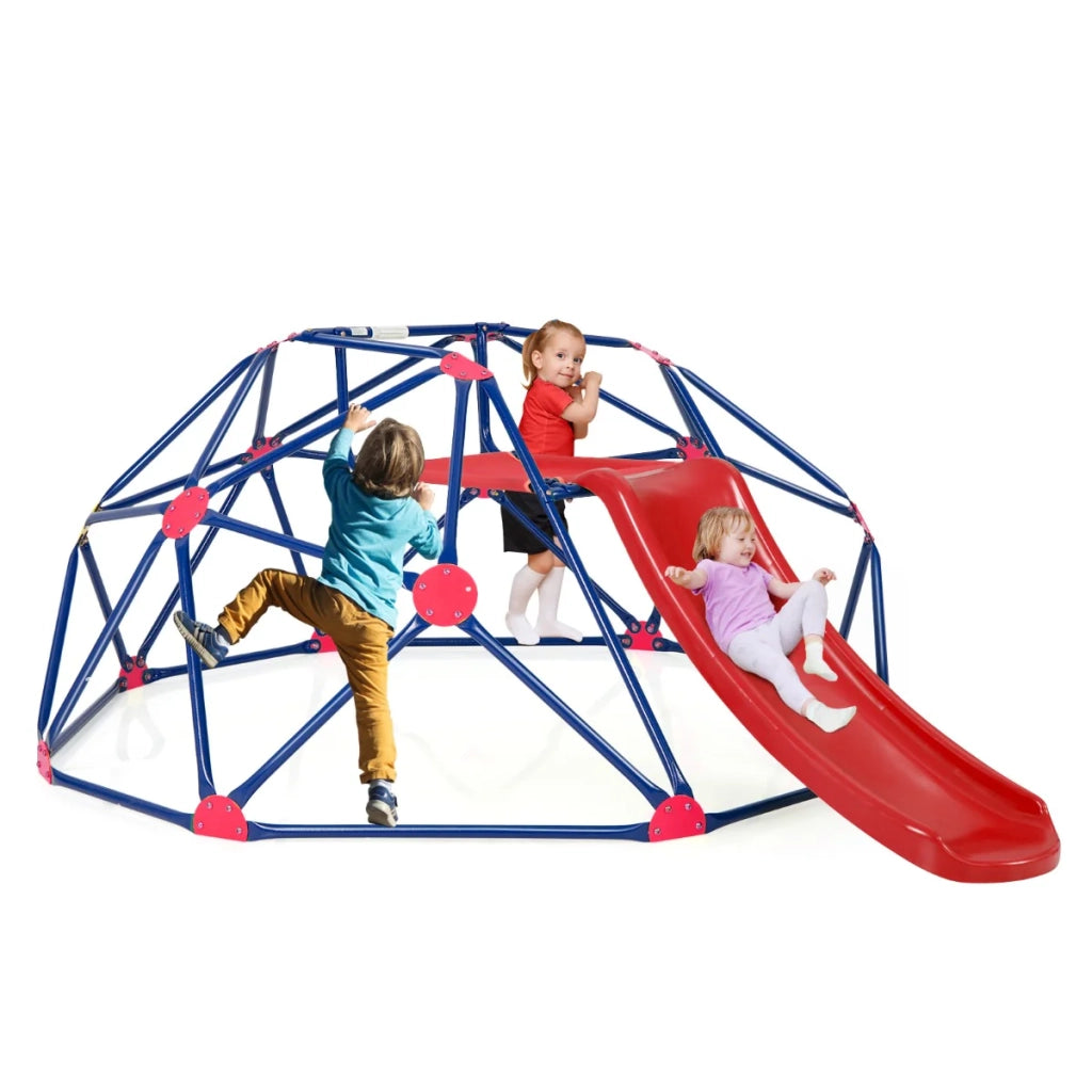 Cupola di arrampicata con scivolo 241,5 x 183 x 91,5 cm divertimento all'aperto e al chiuso atmosfera colorata metallo e tessuto 20_0014357