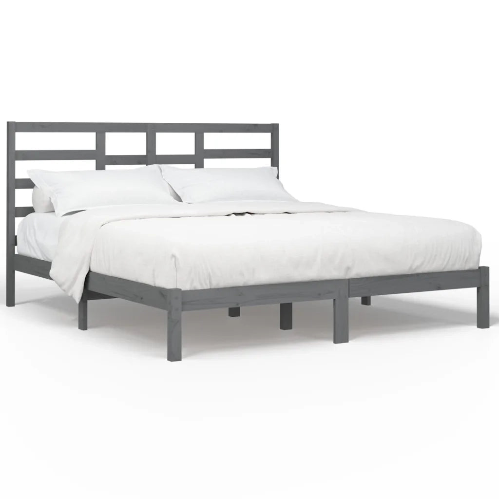 Giroletto-Struttura Letto Grigio in Legno Massello 200x200 cm 458268