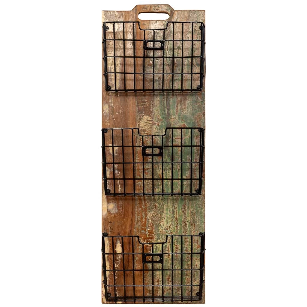 Scaffale in legno e metallo marrone 33x10x90h