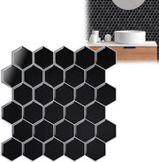 Tegoli decorativi autoadesivi a forma di esagono nero - Set decorativo da 10 pezzi