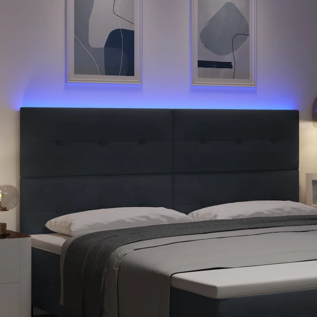 Testiera LED con strisce LED Grigio 200 cm Velluto 3338470