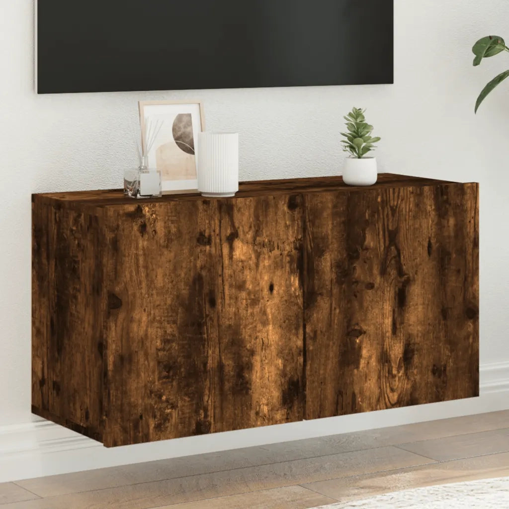 Mobile TV a Parete-Mobile TV a Muro Rovere Fumo 80x30x41 cm