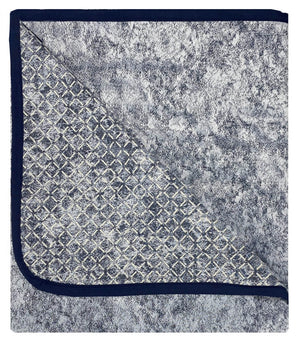 Copridivano con Penisola Sinistra Seduta 240 cm in Poliestere e Cotone Blu Scuro