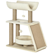 Albero per gatti con tiragraffi e piattaforme ¨C zephmum ¨C legno marrone chiaro 60x30x76 cm