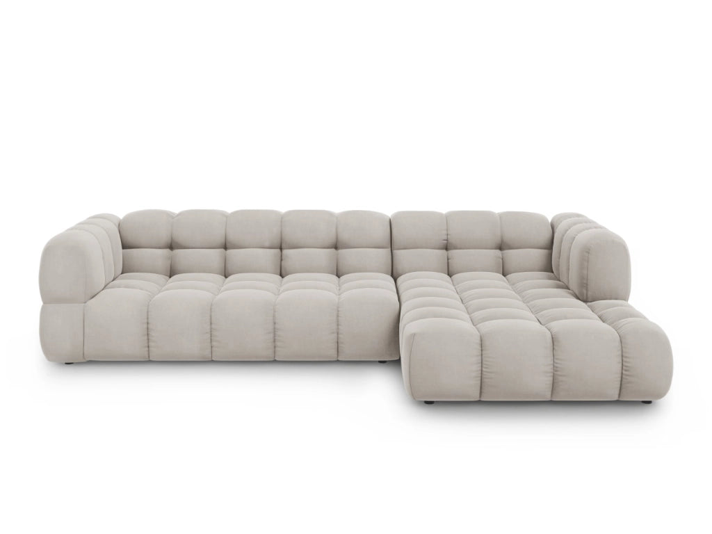 Cosmopolitan Design - Divano angolare modulare destro "Sky" 4 posti in velluto beige chiaro 