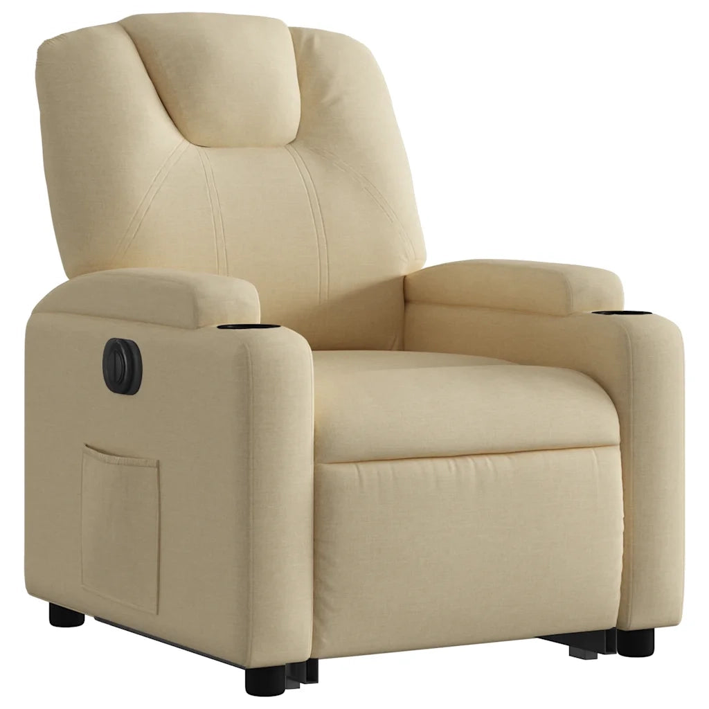 Poltrona Alzapersona Reclinabile Elettrica Crema in Tessuto 3204401