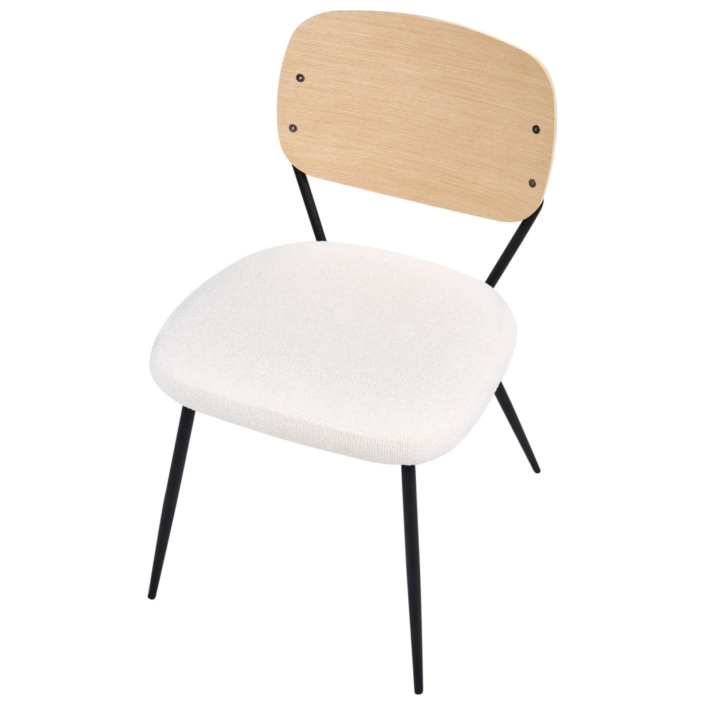 Set di 2 sedie da pranzo bianco sporco con gambe in ferro nero senza braccioli e cappucci protettivi Design moderno e minimalista Sala da pranzo