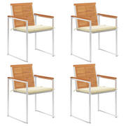Sedie da Giardino con Cuscini 4 pz in Legno Massello di Acacia cod mxl 72250