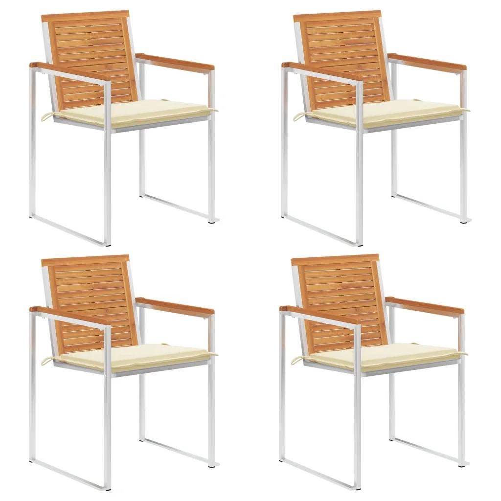 Sedie da Giardino con Cuscini 4 pz in Legno Massello di Acacia cod mxl 72250