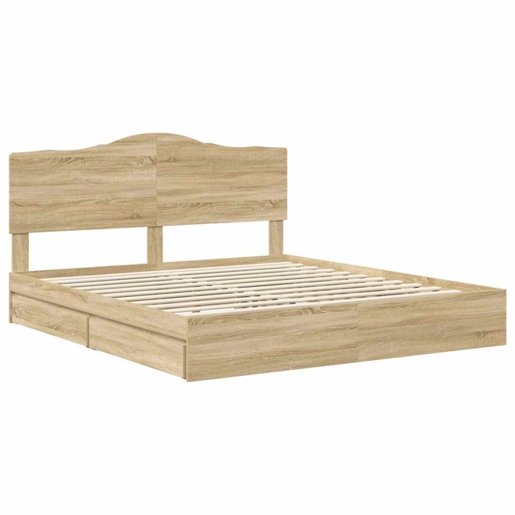 Letto con Contenitore con testiera Rovere Sonoma 180 x 200 cm