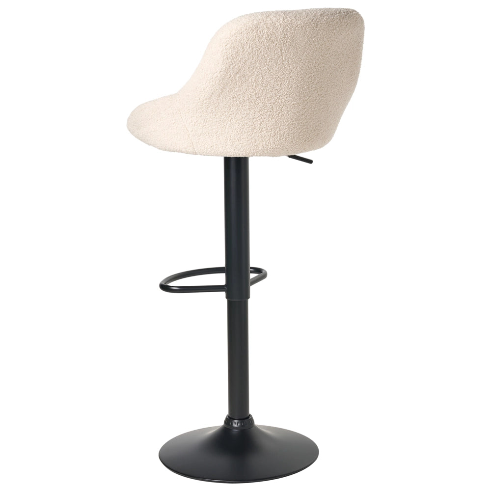 Set di 2 sgabelli da bar Seduta con imbottitura in bouclè beige chiaro Gambe nere Altezza regolabile Sala da pranzo Moderna