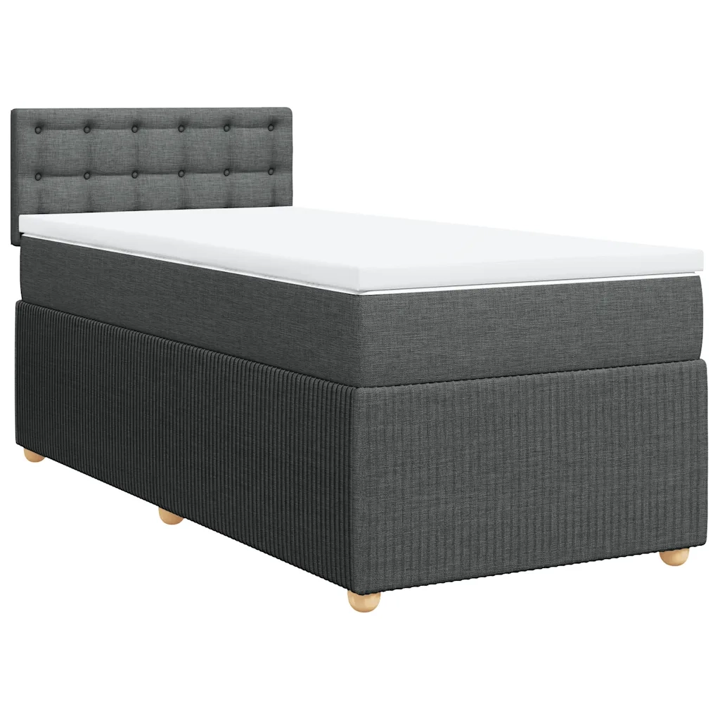 Giroletto a Molle con Materasso Grigio Scuro 90x200 cm Tessuto