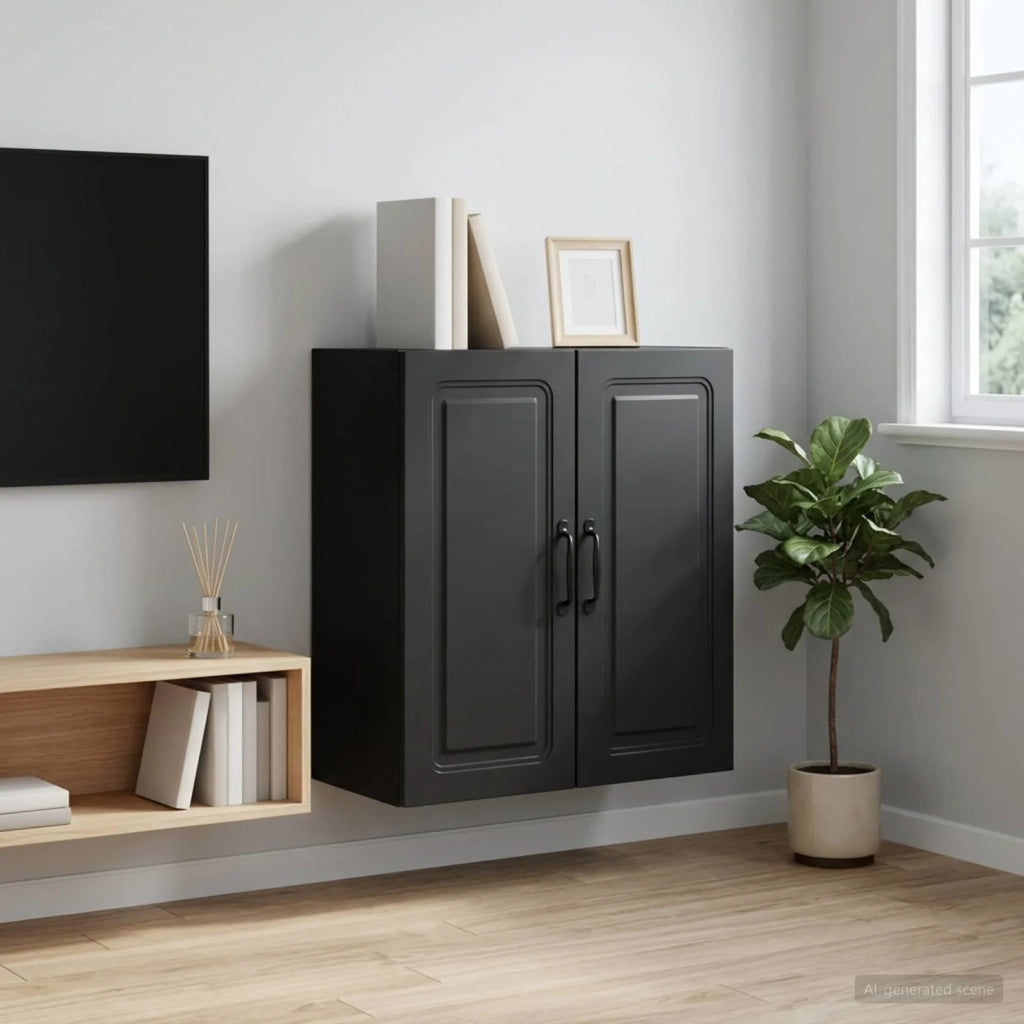 Mobiletto a muro Nero 59 x 31 x 60 cm Legno ingegnerizzato 899256