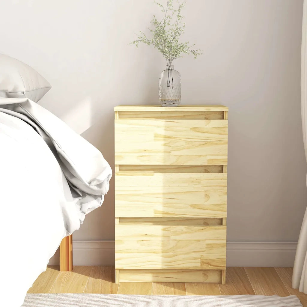 Comodino 40x29,5x64 cm in Legno Massello di Pino 808083